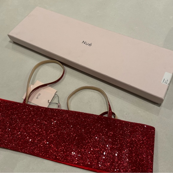 NWT Nue Studio S Rhinestone Festival Charlotte Bra Top Spicy Red Holiday Party - Picture 7 of 9